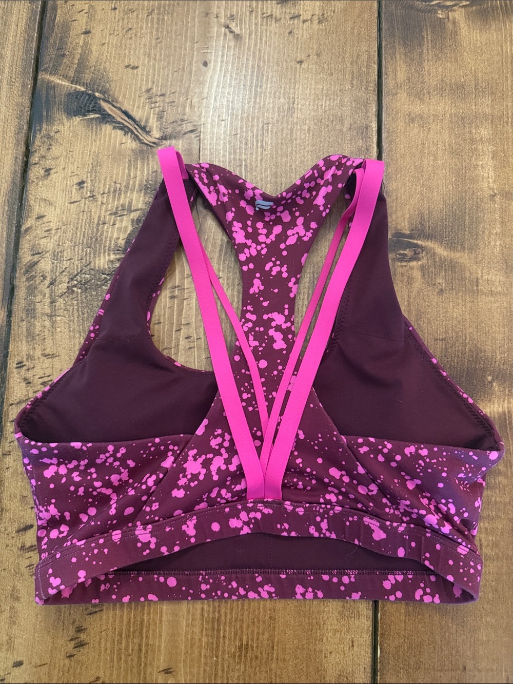 Fabletics Magenta Splatter Racerback Sports Bra - Unbranded - Picture 2 of 2